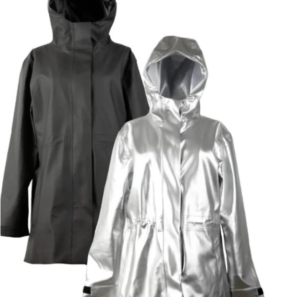 Hairbrella Silver /Chrome Women's Hooded Raincoat
